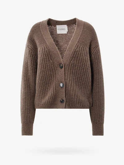 Closed V-neck Chunky-knit Cardigan In Brown