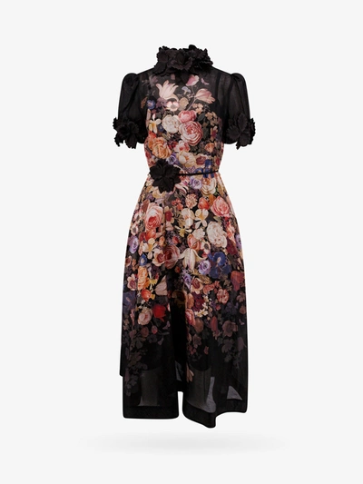 Zimmermann Luminosity Liftoff Floral-print Linen-blend Dress In Nero