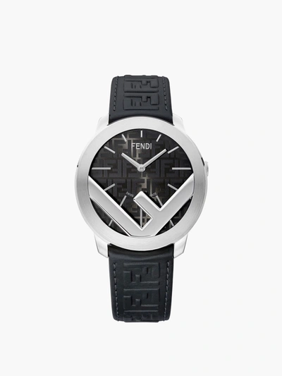 Fendi Men's F Is  Stainless Steel & Leather Strap Watch In Black