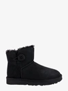 Ugg Mini Bailey Button Sheepskin-lined Suede Ankle Boots In Black