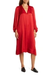 MASAI COPENHAGEN NALO LONG SLEEVE SATIN SHIFT DRESS