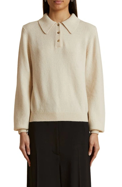 Khaite Joey Polo-collar Jumper In Beige