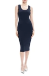 Theory Sleeveless Rib-knit Tank Midi Dress In Nocturne Navy - Xlv