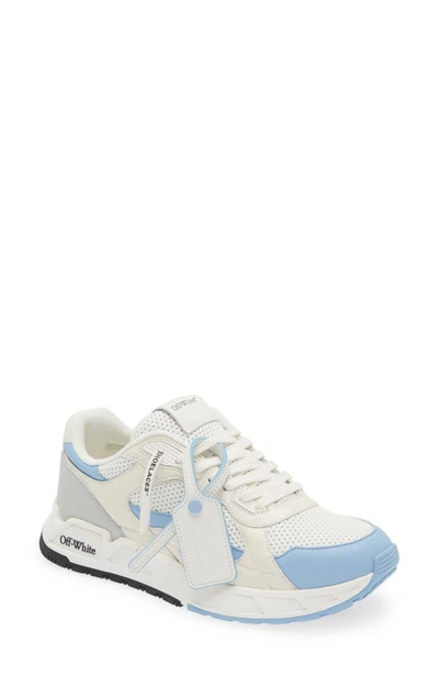 Off-white Men's Runner B Leather Low-top Sneakers In White Light Blue