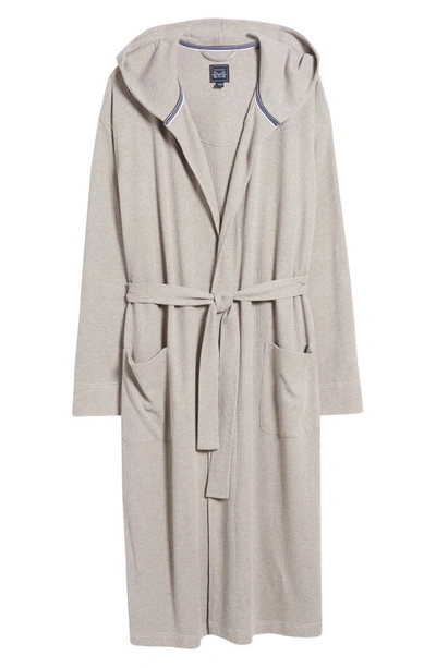 Majestic Microgrid Hooded Cotton Blend Dressing Gown In Heather Grey