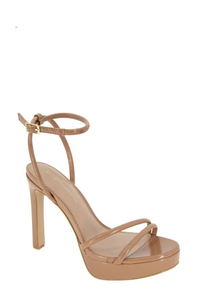 Bcbgeneration Bcbg Kendi Ankle Strap Platform Sandal In Tan Patent