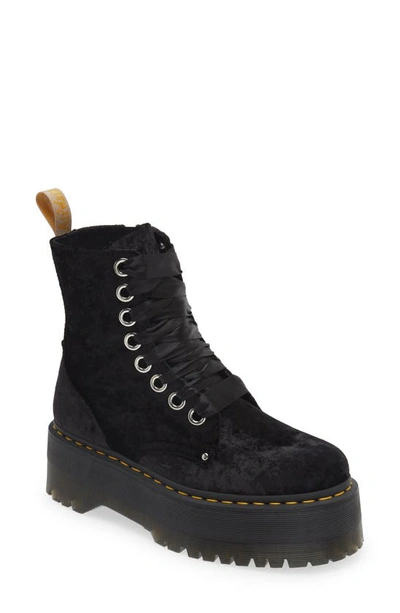 Dr. Martens' Vegan Jadon Boot Max Crushed Velvet Platforms In Black