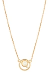 VINCE CAMUTO VINCE CAMUTO IMITATION PEARL & CRYSTAL CIRCLE PENDANT NECKLACE
