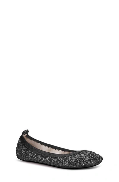 Yosi Samra Girl's Miss Samara Ballerina Flats, Toddler/kids In Black Chunky Glitter