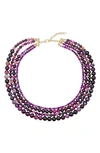 EYE CANDY LOS ANGELES AMETHYST BEADED MULTI LAYERED NECKLACE