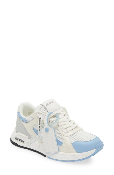 Off-white Runner B Leather And Mesh Trainers In White/ Blue