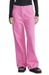 Rag & Bone Sid Carpenter High Rise Wide Leg Jeans In Bright Pink In Bright Pink