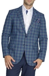 Tailorbyrd Tailored Fit Teal Plaid Cotton Sport Coat In Teal