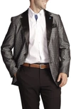 Tailorbyrd Classic Fit Geometric Jacquard Dinner Jacket In Silver