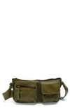 Free People Wade Sling Leather Shoulder Bag In Olive