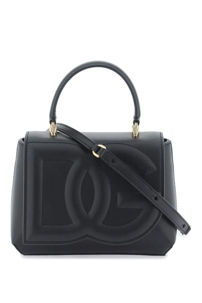 Dolce & Gabbana Leather Dg Logo Handbag In Black