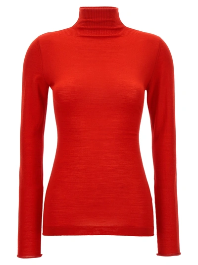 Marni Logo Embroidery Turtleneck Jumper In Red