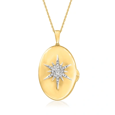 Ross-simons Diamond North Star Locket Pendant Necklace In 18kt Gold Over Sterling In Multi