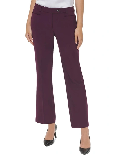 Calvin Klein Petites Womens Modern Fit Tapered Leg Dress Pants In Purple