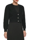 DKNY WOMENS RIBBED KNIT BUTTON SHRUG SWEATER