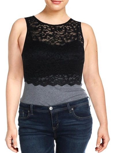 City Studio Juniors Womens Lace Halter Crop Top In Black