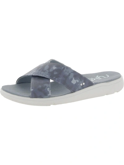 Ryka Malin Womens Flat Slip On Slide Sandals In Grey