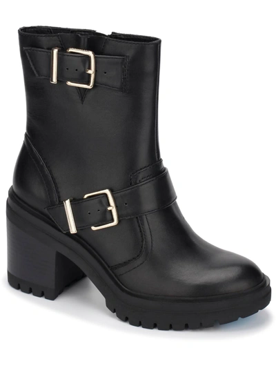 Kenneth Cole New York Rhode Womens Buckle Zipper Mid-calf Boots In Black