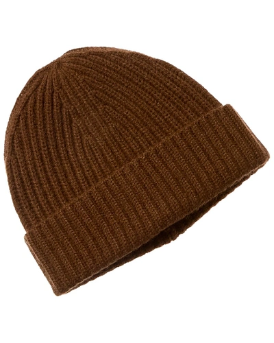 Amicale Cashmere Rib Hat In Brown