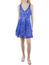 CITY STUDIO JUNIORS WOMENS LACE V NECK COCKTAIL AND PARTY DRESS