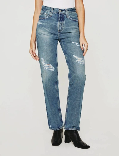 Ag Clove Relaxed Straight Leg Jeans In 19 Years Reunion Destructed In Blue