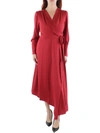 BCBGMAXAZRIA WOMENS FIT & FLARE MIDI WRAP DRESS