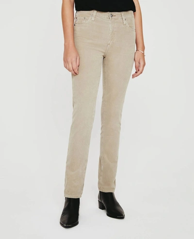 Ag Mari High Rise Straight Jeans In 1 Year Sulfur Silk Bamboo In Beige