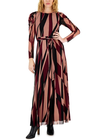 Anne Klein Womens Mesh Printed Maxi Dress In Multi