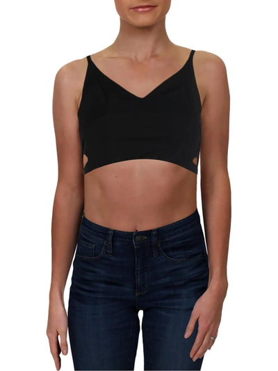 Speechless Juniors Womens Lattice V-neck Crop Top In Black