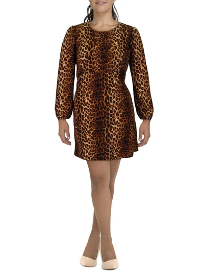 Aqua Curve Plus Womens Animal Print Polyester Cocktail Dress In Brown