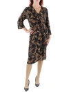 SIGNATURE BY ROBBIE BEE PLUS WOMENS KNIT PRINTED FIT & FLARE DRESS