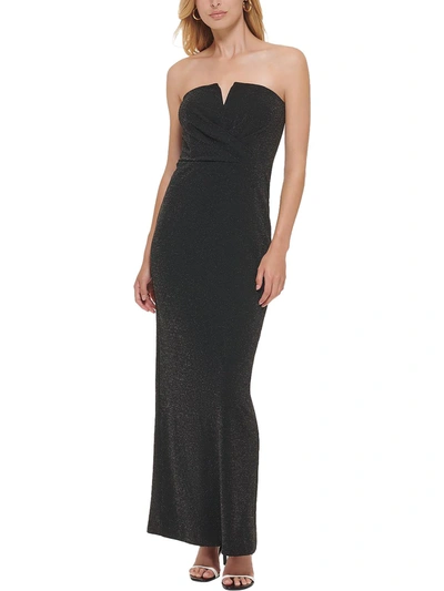 Calvin Klein Womens V-neck Cut-out Evening Dress In Black