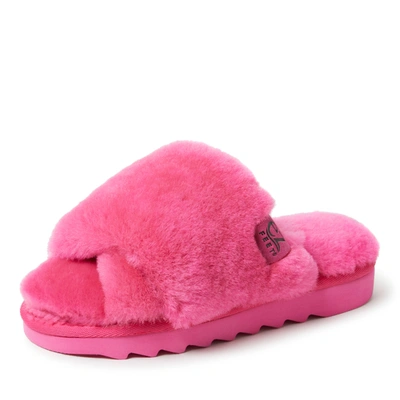 Dearfoams Womens Benalla Genuine Shearling Slide In Pink