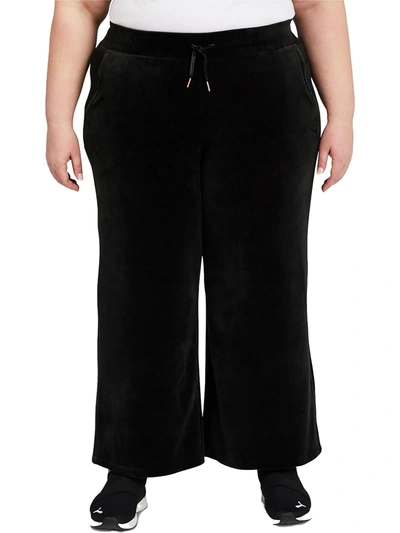 Calvin Klein Performance Plus Womens Corduroy High Rise Wide Leg Pants In Black