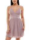 Speechless Juniors Womens Criss-cross Back Adjustable Straps Fit & Flare Dress In Multi