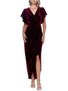B & A BY BETSY AND ADAM WOMENS VELVET MAXI EVENING DRESS