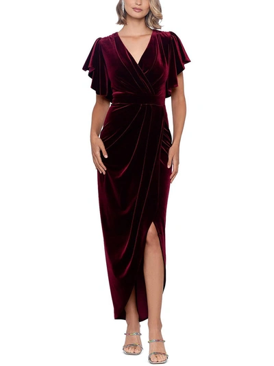 B & A By Betsy And Adam Womens Velvet Maxi Evening Dress In Red