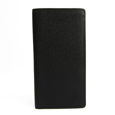 Pre-owned Louis Vuitton Portefeuille Brazza Leather Wallet () In Black