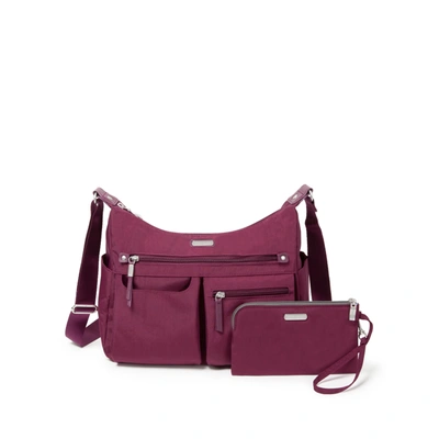 Baggallini Women's Anywhere Large Hobo Handbag With Rfid Wristlet In Purple