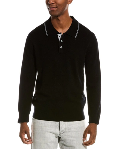 Kier + J Wool & Cashmere-blend Polo Shirt In Black