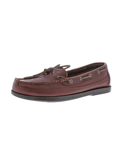 Life Outdoors One Mens Leather Slip On Boat Shoes In Brown