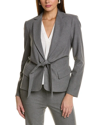 Donna Karan Tie-front Wrap Blazer In Grey