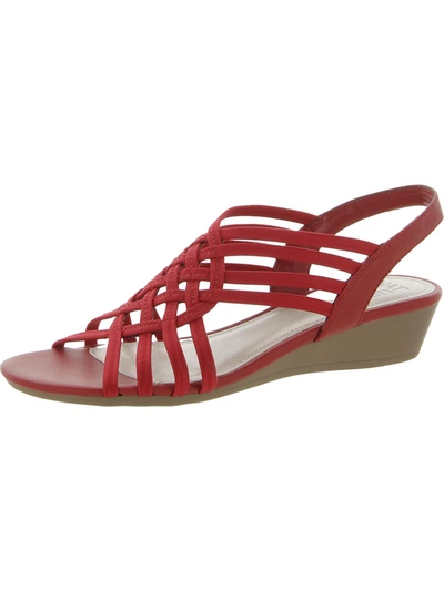 Naturalizer Remix Womens Stretch Faux Leather Wedge Sandals In Red
