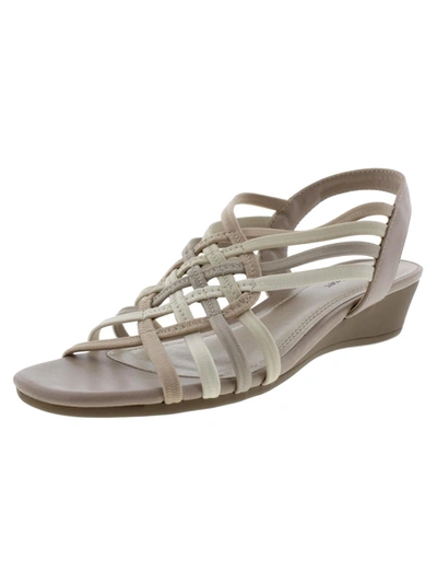 Naturalizer Remix Womens Stretch Faux Leather Wedge Sandals In Beige
