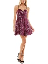 Crystal Doll Juniors Womens Sequined Short Fit & Flare Dress In Multi